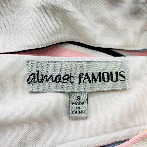 Almost Famous Dress Women's Small Striped High Low Sleeveless Jewel Neckline - Picture 3 of 6